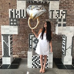 Do + Be White Off the Shoulder Strappy Dress Medium